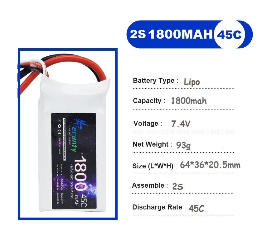 2PCS 7.4V Lipo 2S Battery 1500 - огляд і ціна Drone Racing Battery